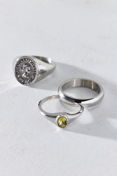 Urban Outfitters Fatale Waterproof Ring Set In Silver, Women's At  In Metallic