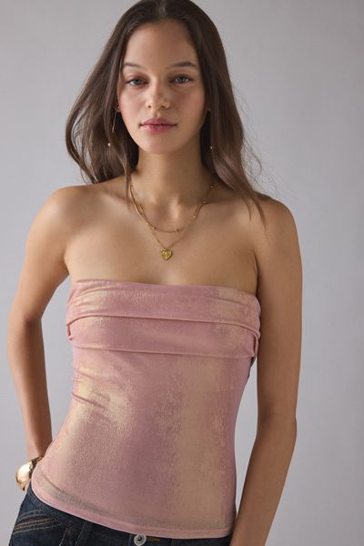 UO High Heavens Printed Mesh Cropped Tube Top