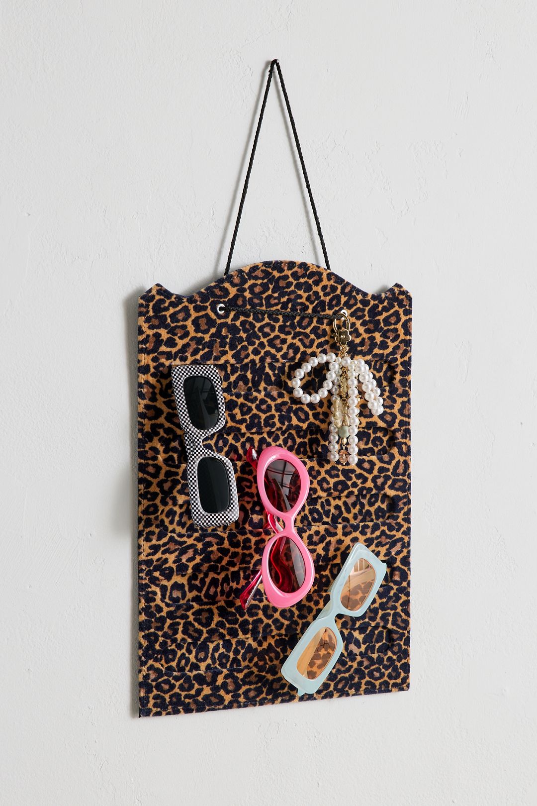 Jane Velvet Hanging Accessory Organizer - Leopard, ONE SIZE