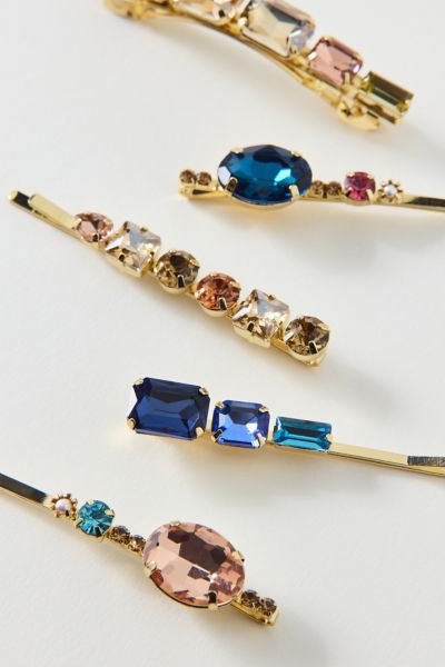 Urban Outfitters Mixed Jeweled Hair Clips Set In Gold, Women's At  In Multi
