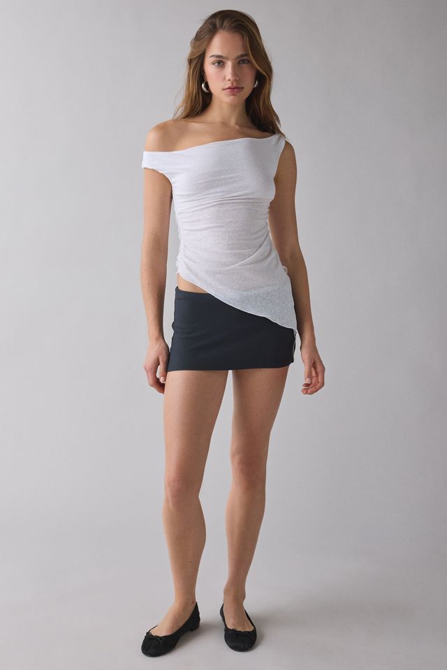 UO Peggy Jersey Knit Asymmetrical Off-The-Shoulder Top | Urban