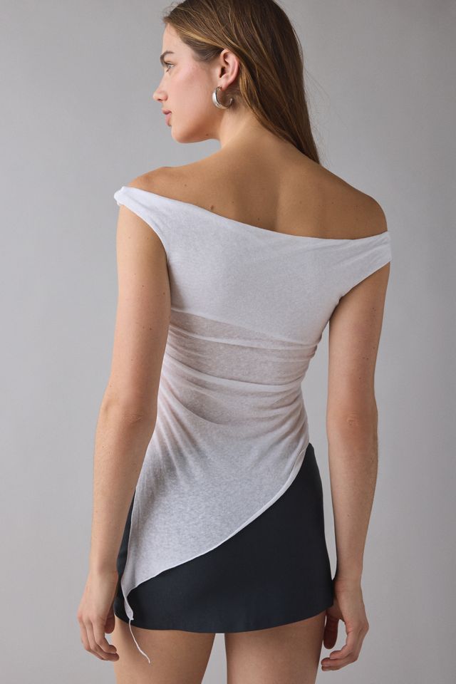 Haut asymétrique à épaules dénudées en jersey tricoté Peggy UO #3