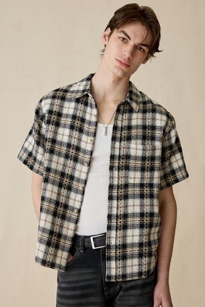 BDG Plaid Textured Weave Short Sleeve Shirt