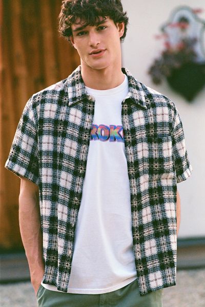 BDG Plaid Textured Weave Short Sleeve Shirt