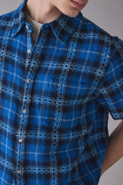 BDG Plaid Textured Weave Short Sleeve Shirt