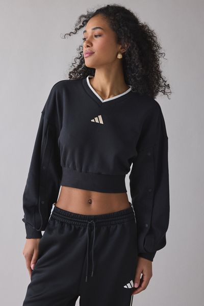 adidas Stadium V-Neck Snap Sleeve Pullover Sweatshirt