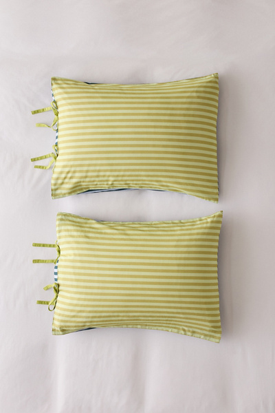 Striped Patterned Dual-Sided Sham Set