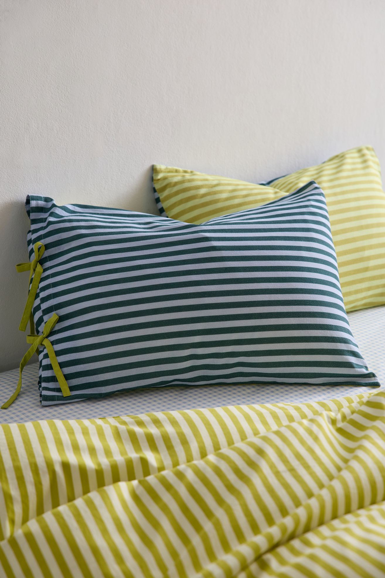 Striped Patterned Dual-Sided Sham Set - Green Blue Stripe, KING