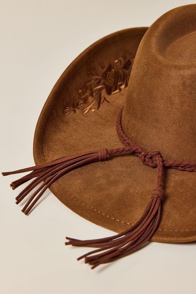 Floral Faux Suede Cowboy Hat #1