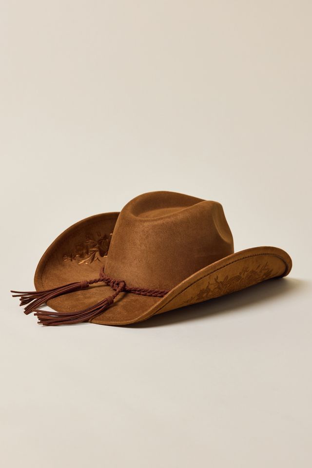 Floral Faux Suede Cowboy Hat #2