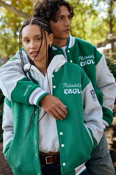 Mitchell & Ness NFL Philadelphia Eagles Varsity Jacket in Green, Men’s at Urban Outfitters