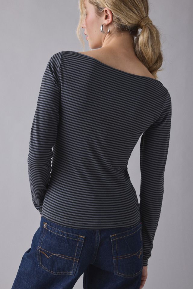 Varsity Sports Graphic Boatneck Long Sleeve Slim Tee #3