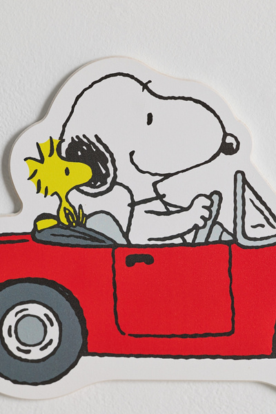 Peanuts Snoopy & Woodstock In The Car Wood Wall Sign