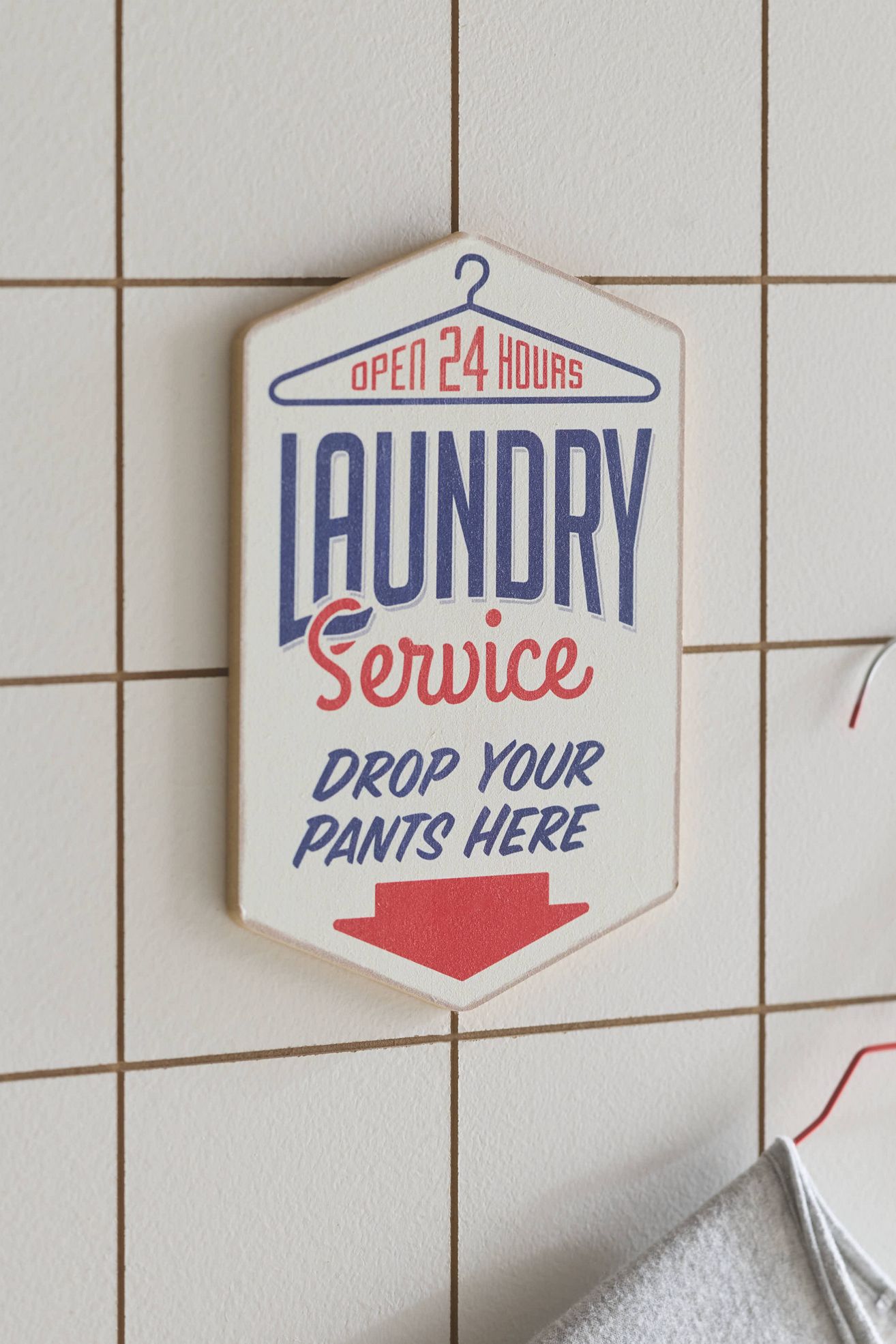 Laundry Service Wood Wall Sign - White, ONE SIZE