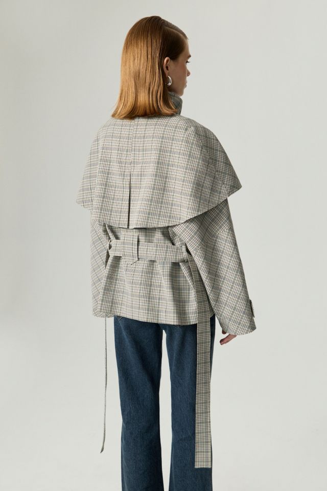 Nocturne Checkered Cape Trench Coat #3