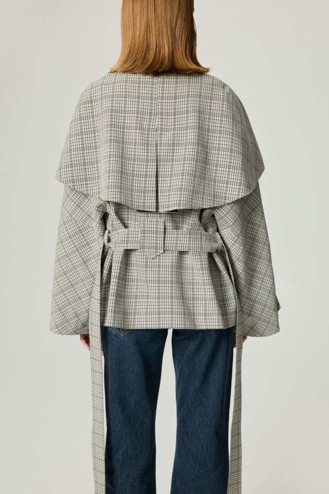 Nocturne Checkered Cape Trench Coat #4