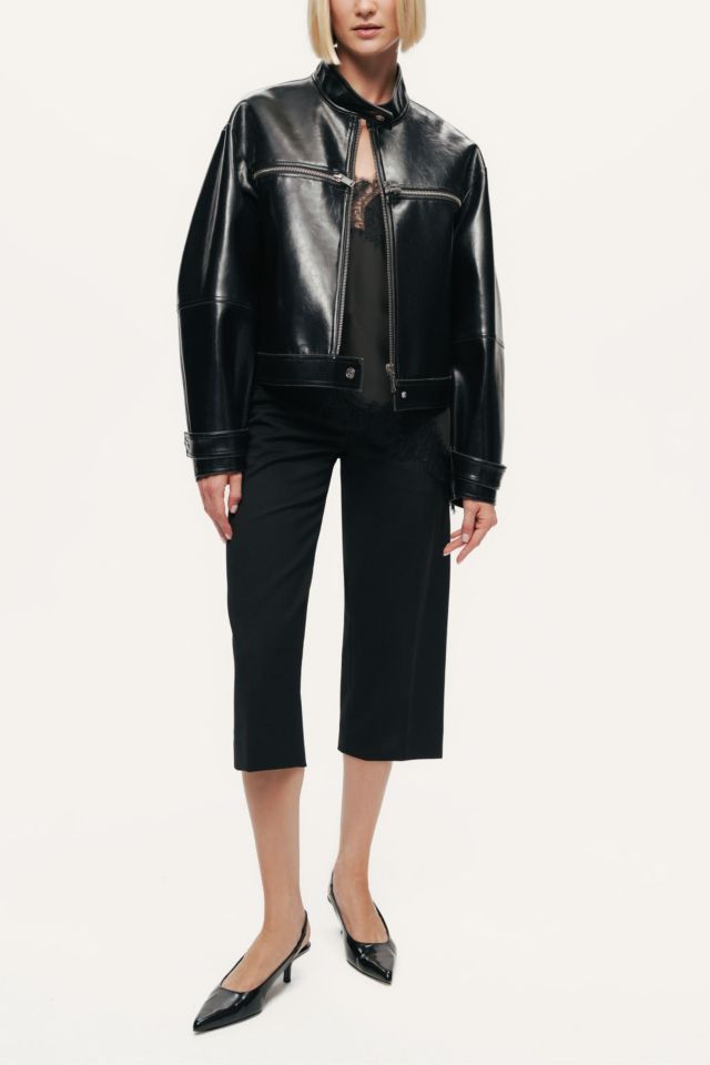 Nocturne Cropped Faux Leather Biker Jacket #1