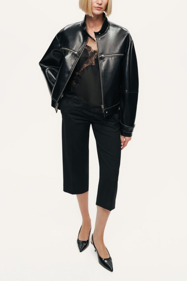 Nocturne Cropped Faux Leather Biker Jacket #2
