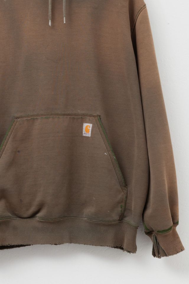 Vintage Y2K Carhartt Heavily Distressed Brown Hoodie Sweatshirt #1