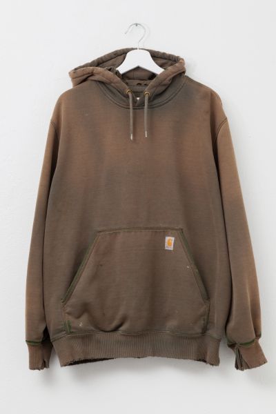 Vintage Y2K Carhartt Heavily Distressed Brown Hoodie Sweatshirt