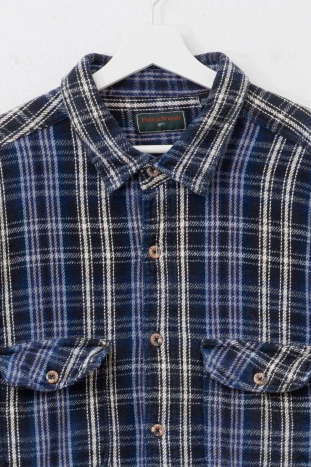 Vintage Y2K Heavyweight Cotton Blue and White Plaid Flannel Button Up Shirt #1