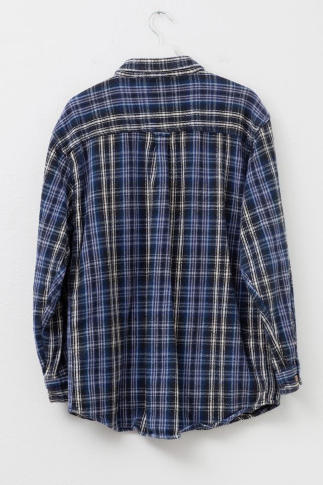 Vintage Y2K Heavyweight Cotton Blue and White Plaid Flannel Button Up Shirt #2
