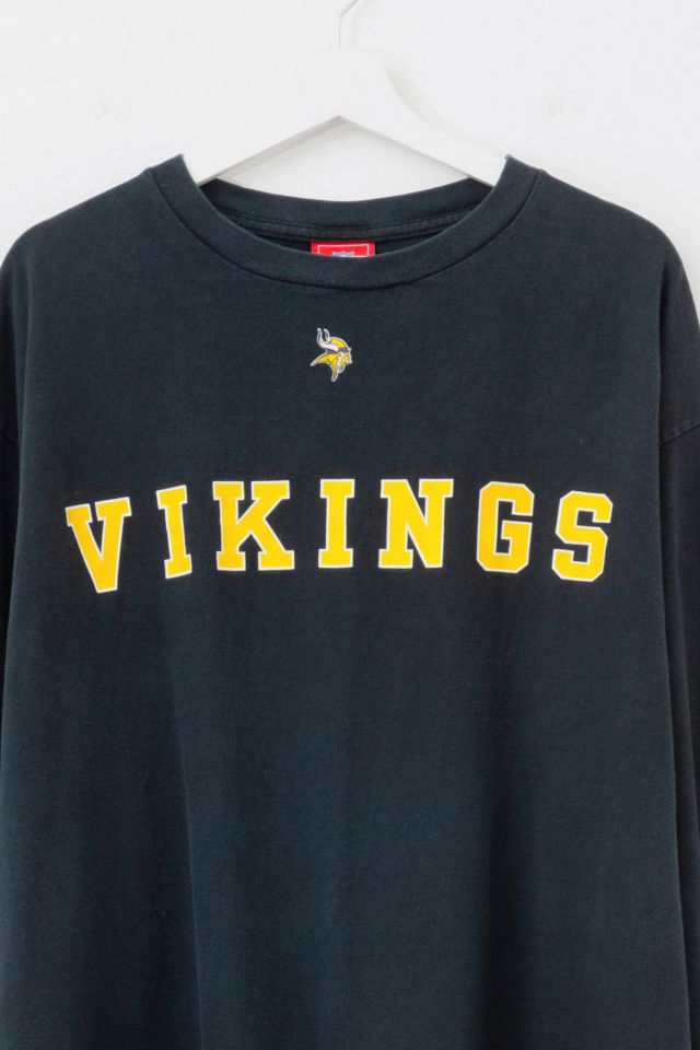 Vintage Y2K Minnesota Vikings NFL Black Graphic Long Sleeve T-Shirt #1
