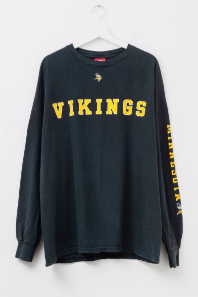 Vintage Y2K Minnesota Vikings NFL Black Graphic Long Sleeve T-Shirt