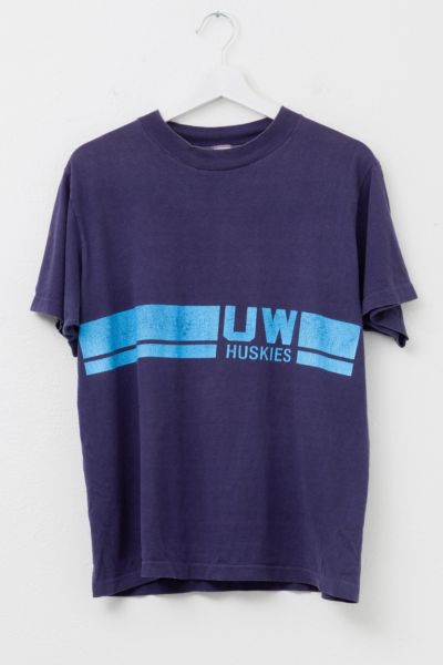 Vintage 1970s University of Washington Huskies Distressed Blue Cotton Graphic T-Shirt Made in USA