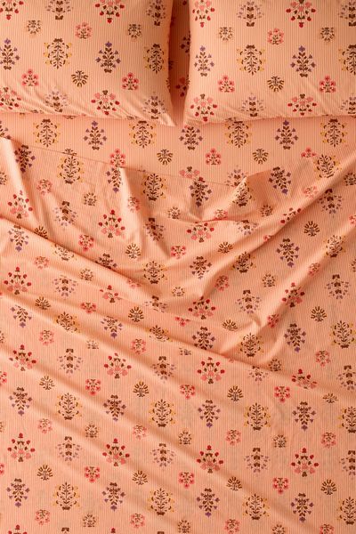 Aria Woodblock Floral Patterned Sheet Set