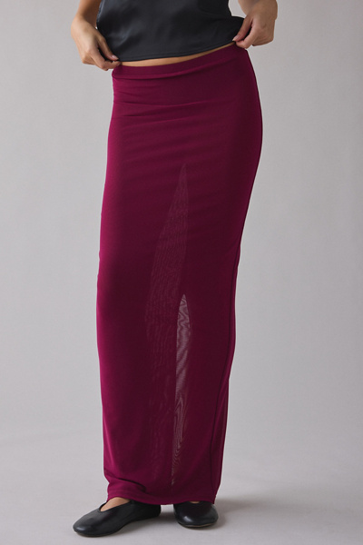 By.dyln By. Dyln Maddox Semi-sheer Mesh Maxi Skirt In Plum, Women's At Urban Outfitters In Purple
