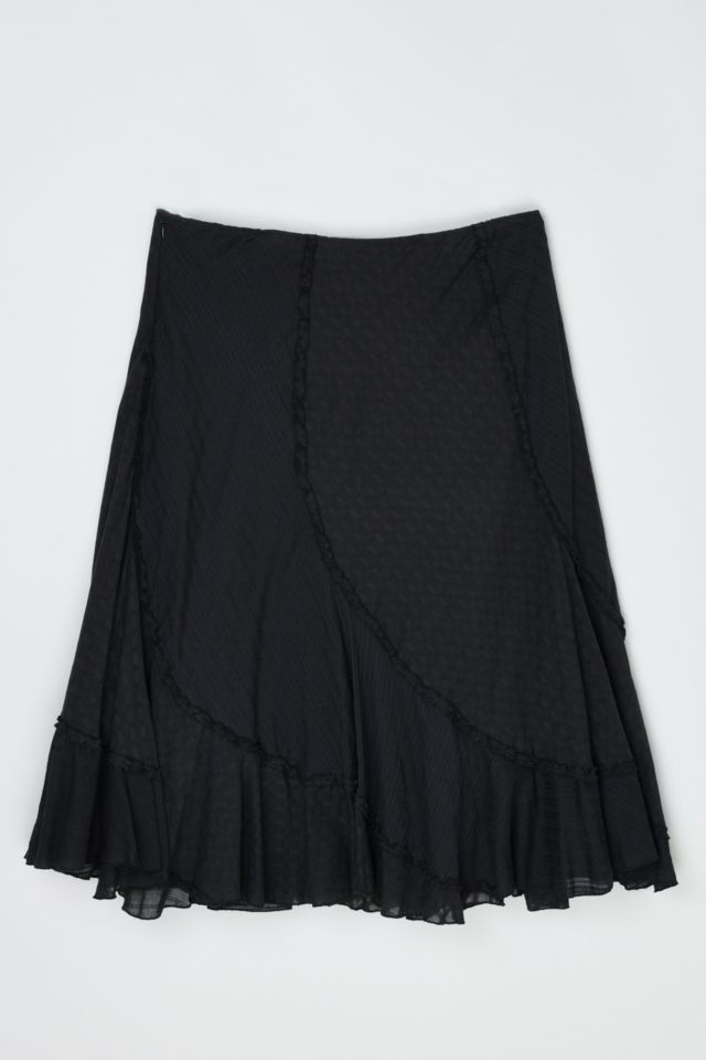 Vintage Y2k Paneled Black Midi Skirt #2