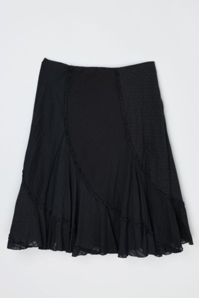 Vintage Y2k Paneled Black Midi Skirt