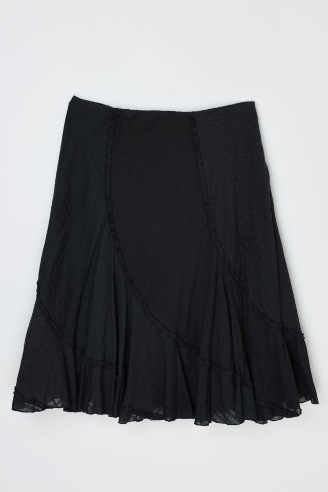 Vintage Y2k Paneled Black Midi Skirt