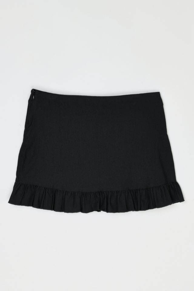 Vintage Y2k Black Mini Skirt with Ruched Edging #2