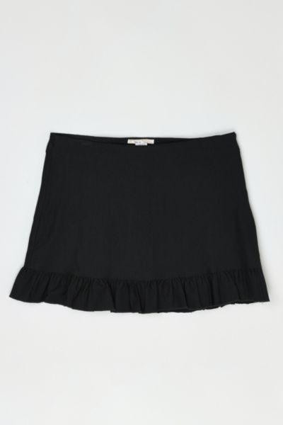 Vintage Y2k Black Mini Skirt with Ruched Edging