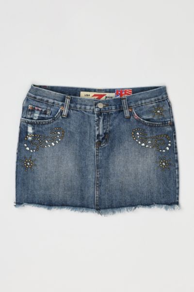 Vintage Y2k 7 For All Mankind Studded Denim Mini Skirt