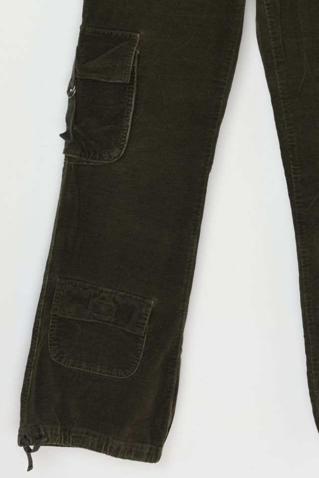 Vintage Y2k Dark Green Corduroy Cargo Pants #1