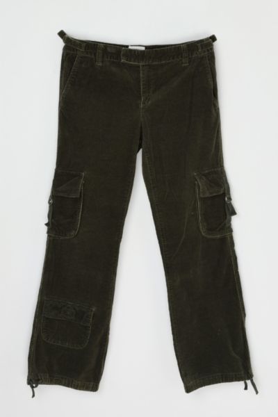 Vintage Y2k Dark Green Corduroy Cargo Pants