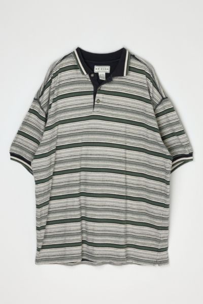 Vintage 90s Textured Striped Polo Shirt