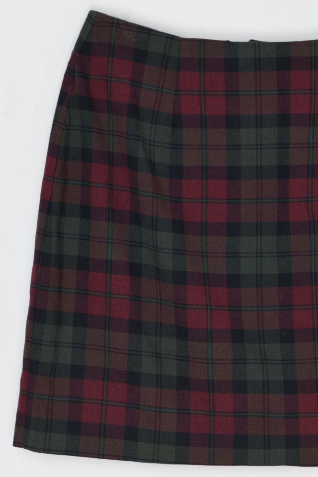 Vintage 90s Red and Green Plaid Mini Skirt #1
