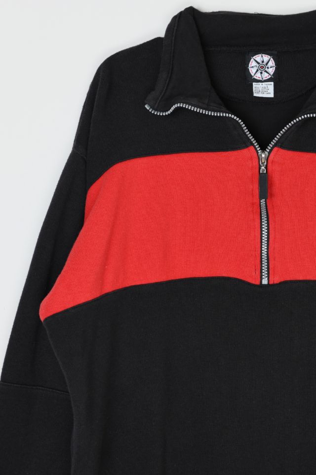 Vintage 90s Red & Black Quarter-Zip Sweatshirt #1