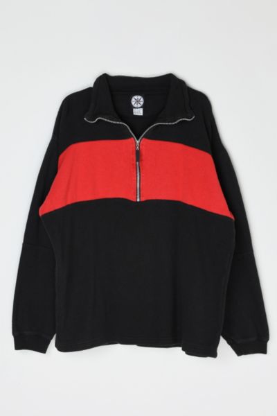 Vintage 90s Red & Black Quarter-Zip Sweatshirt