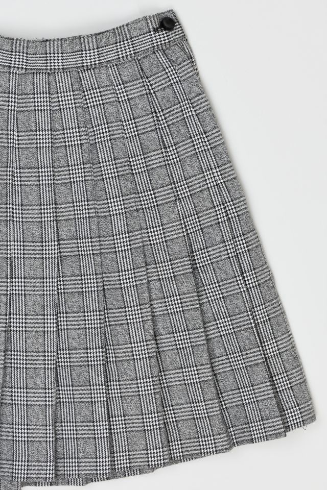 Vintage Y2k Black & White Plaid Pleated Mini Skirt #1