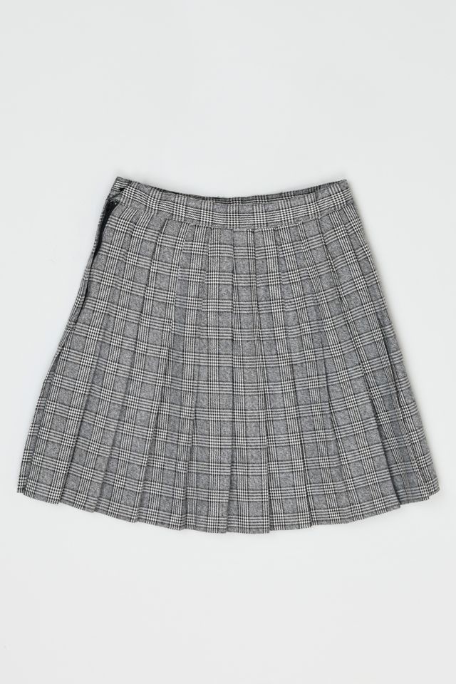 Vintage Y2k Black & White Plaid Pleated Mini Skirt #2
