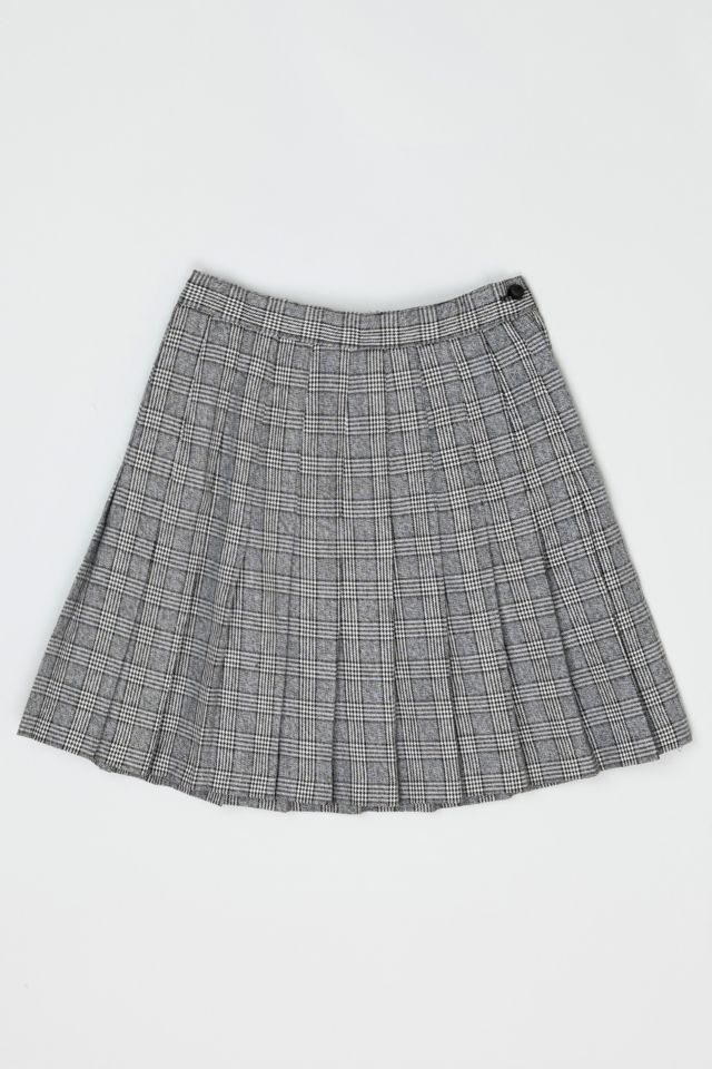 Vintage Y2k Black & White Plaid Pleated Mini Skirt