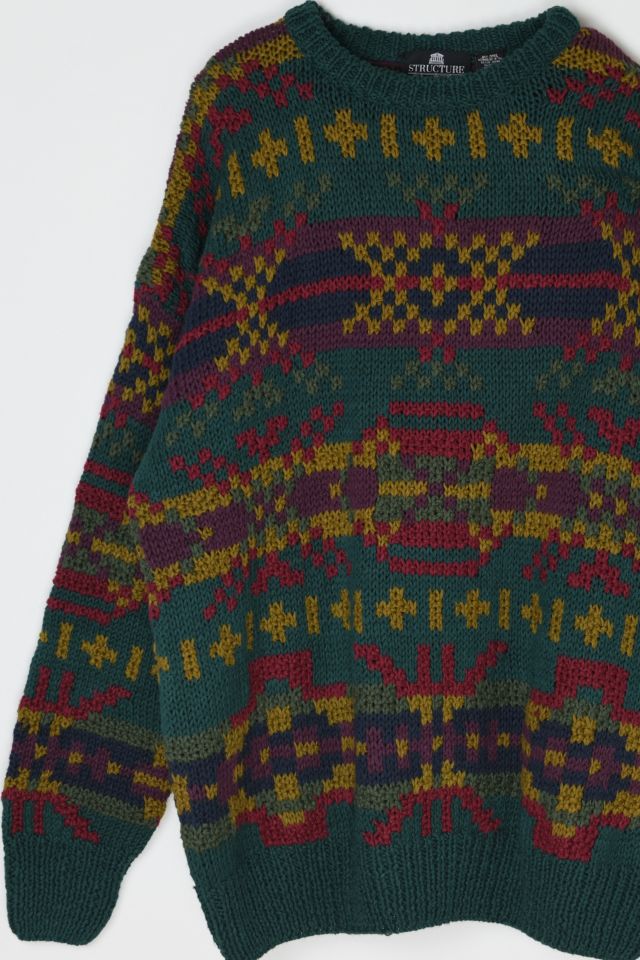 Vintage 90s Dark Green Heavy Knit Sweater #1