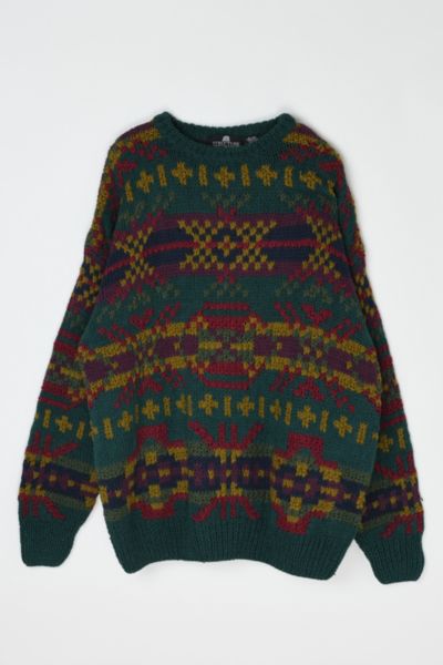 Vintage 90s Dark Green Heavy Knit Sweater