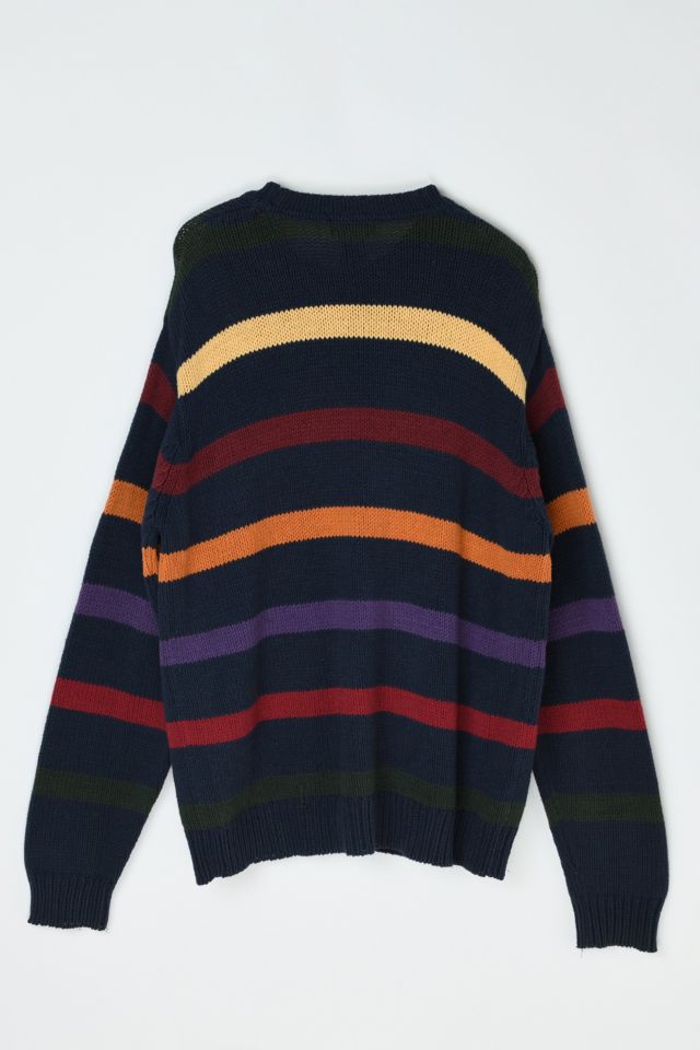 Vintage 90s Dark Colors Striped Knit Sweater #2