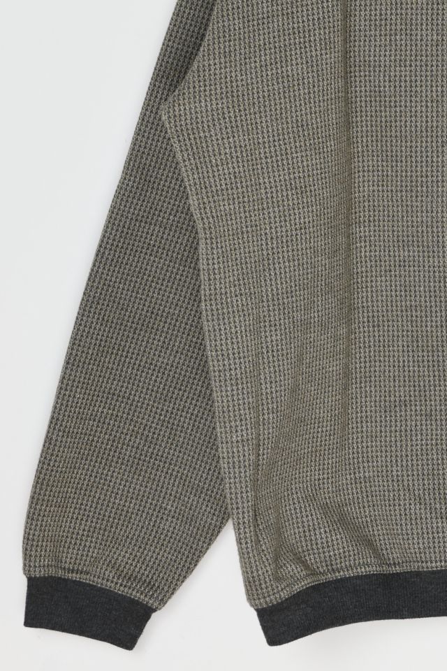 Vintage 90s Grey & Tan Houndstooth Knit Sweatshirt #1